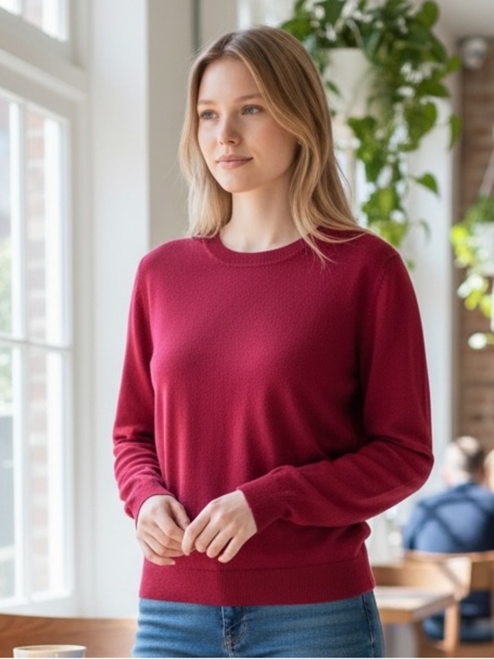 GAP Women's Crewneck Extra Fine Merino Sweater - Wine Red